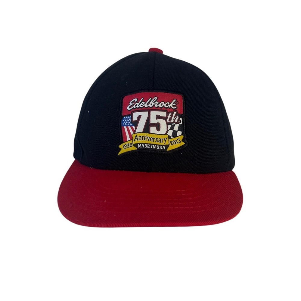 Edelbrock Hat Mens OSFM Black Red 75th Anniversary Snapback Racing Car Cap